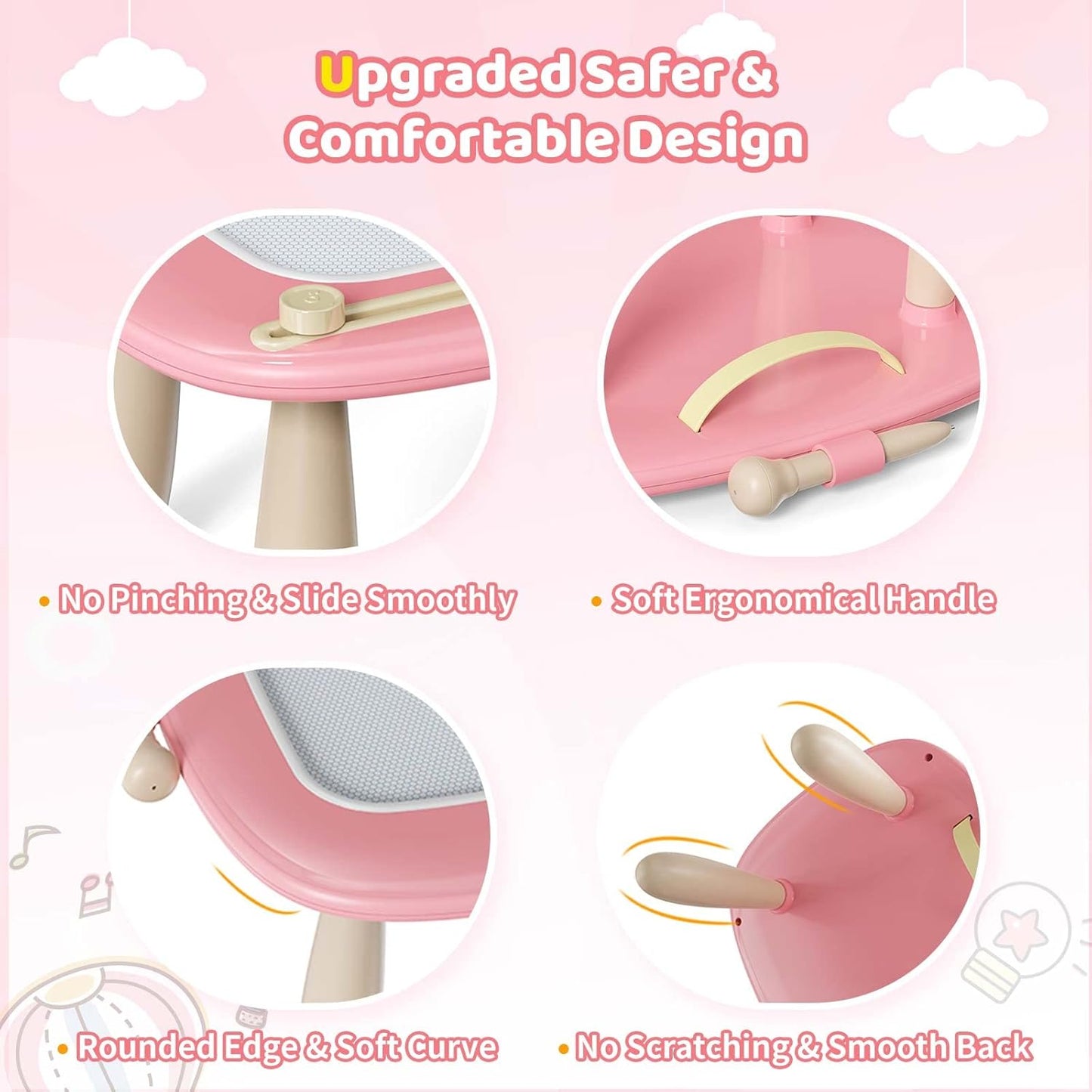 Kikidex Magnetic Drawing Board, Toddler Girl Toys for 1-2 Year Old, Doodle Board Pad Learning and Educational Toys for 1 2 3 Year Old Baby Kids Birthday Gift(Soft Pink)