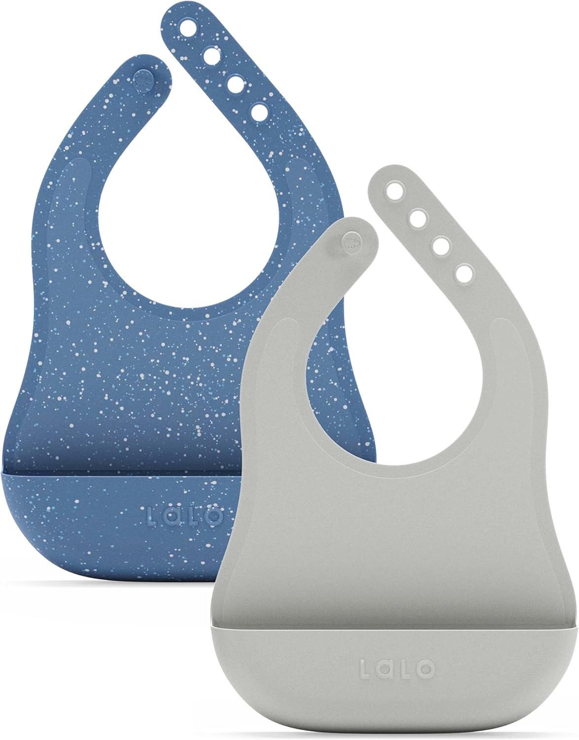 Lalo The Bib - Waterproof, Non-Toxic Silicone Baby Bib with Adjustable Neck Band & Silicone Food