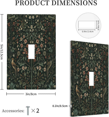 Decorative Light Switch Cover Vintage Morris Colorful Flower Green Leaf 1 Gang Single Toggle Device Electrical Faceplate Switchplates Decorator Outlet Wall Plate For Bed Room Living Room