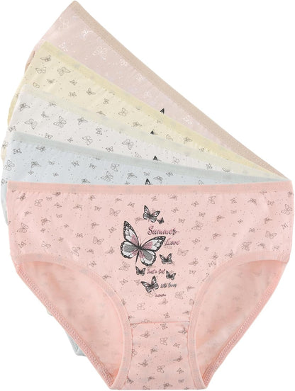 Donella Girls' Soft Cotton Underwear - Kids Bikini Brief Panties for Girls and Toddlers 5-Pack, Age: 2-15
