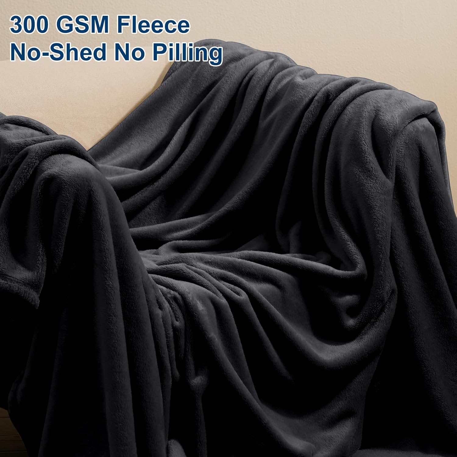PHF Ultra Soft Fleece Blanket King Size, No Shed No Pilling Luxury Plush Cozy 300GSM Lightweight