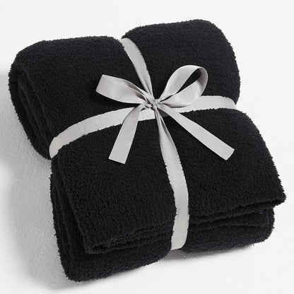CYMULA Knit Throw Blanket for Couch Black-Super Soft Lightweight Plush Fuzzy Fluffy Cozy Blankets