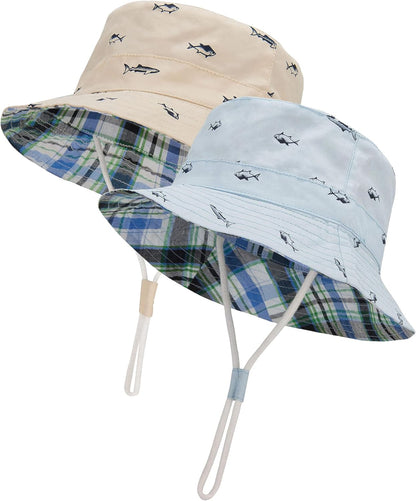 Durio Baby Bucket Sun Hat Toddler Hats Summer Beach Hat UPF 50+ Sun Protection Bucket Hats for Kids Baby Boy Girl Gifts 2Pack