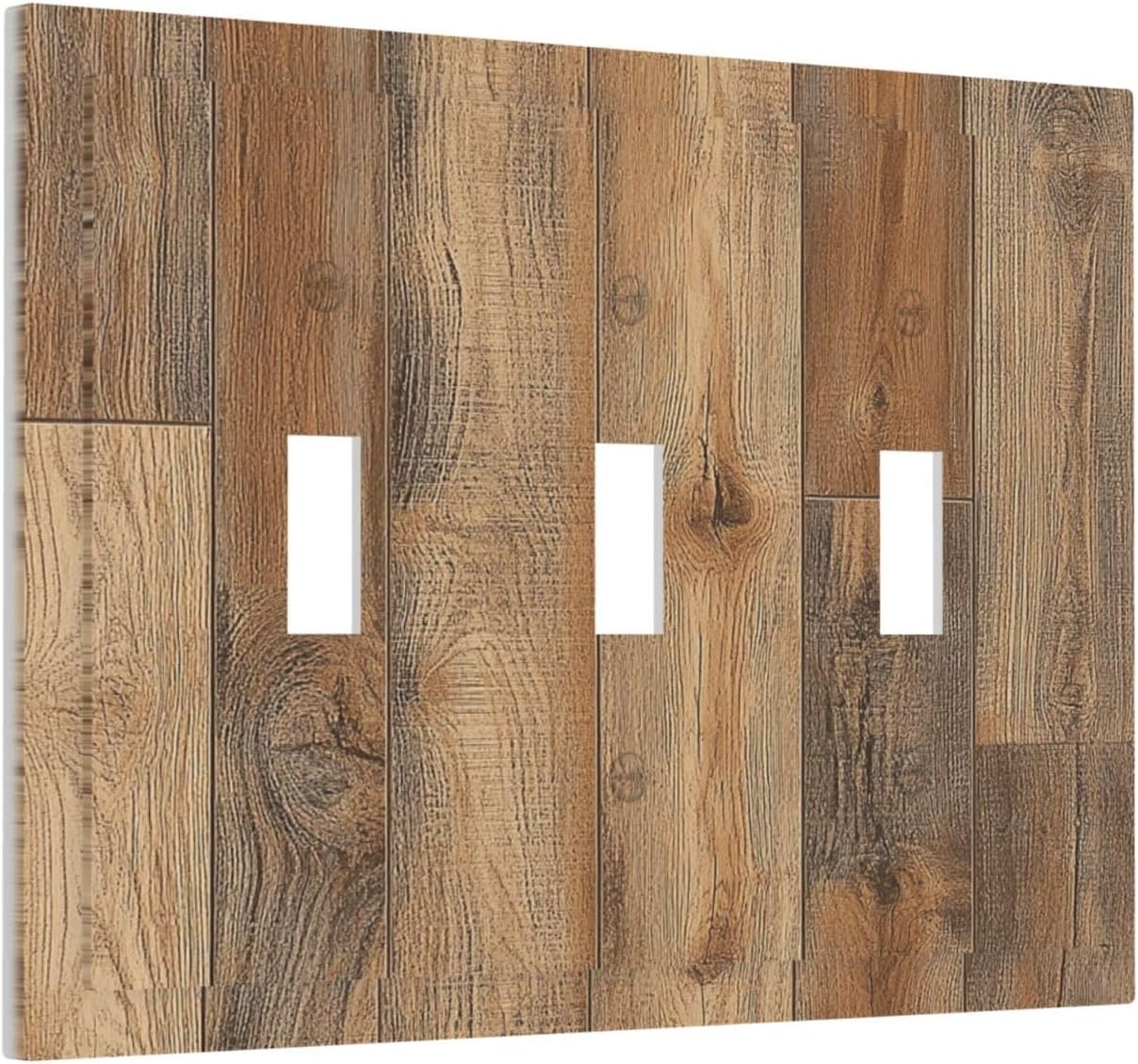 Decorative Switch Plates Retro Rustic Brown Wood Grain 3 Gang Wall Plate Triple Toggle Light Switch Cover Faceplate Electrical Wall Panels For Farmhouse Cabin Decor