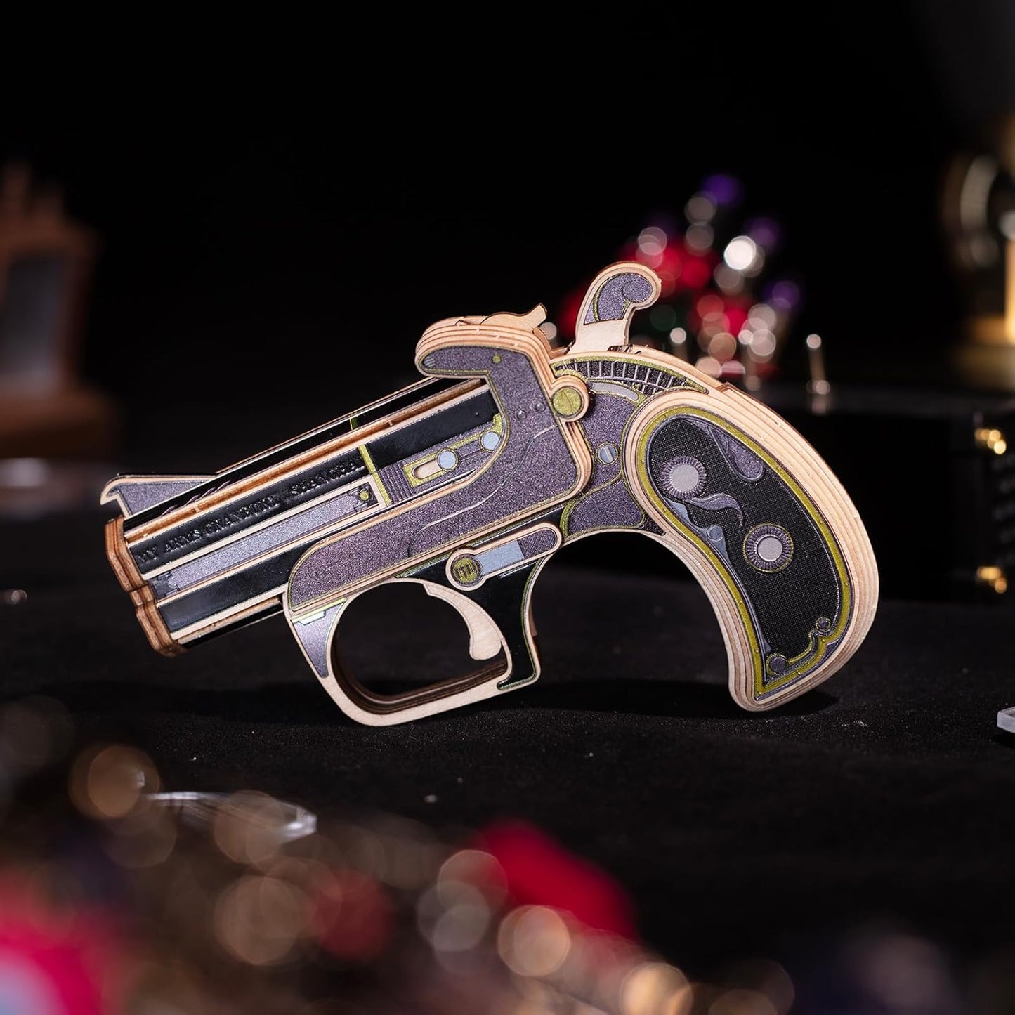 MU Wooden Puzzle for Adult Toy Gun Derringer-Obsidian Knight Defender Puzzles Building, AK47 Revolver Rubber Band Pistol Toys Desert Eagle 3D Metal Model Kits, DIY Kits Xmas Birthday Gifts Desk Decor
