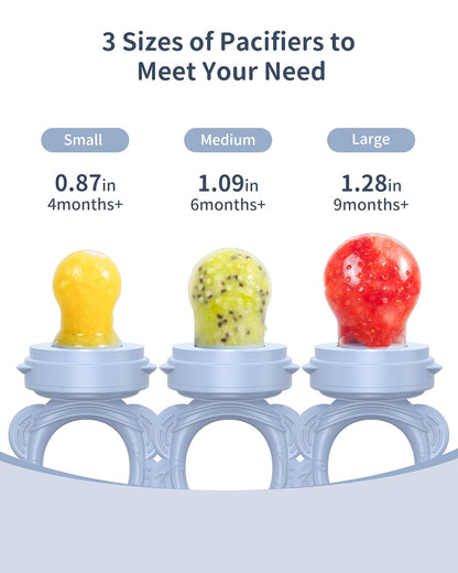 Silicone Baby Fruit Food Feeder (2 Pack) with Freezer Nibble Tray, Breastmilk Popsicle Molds for