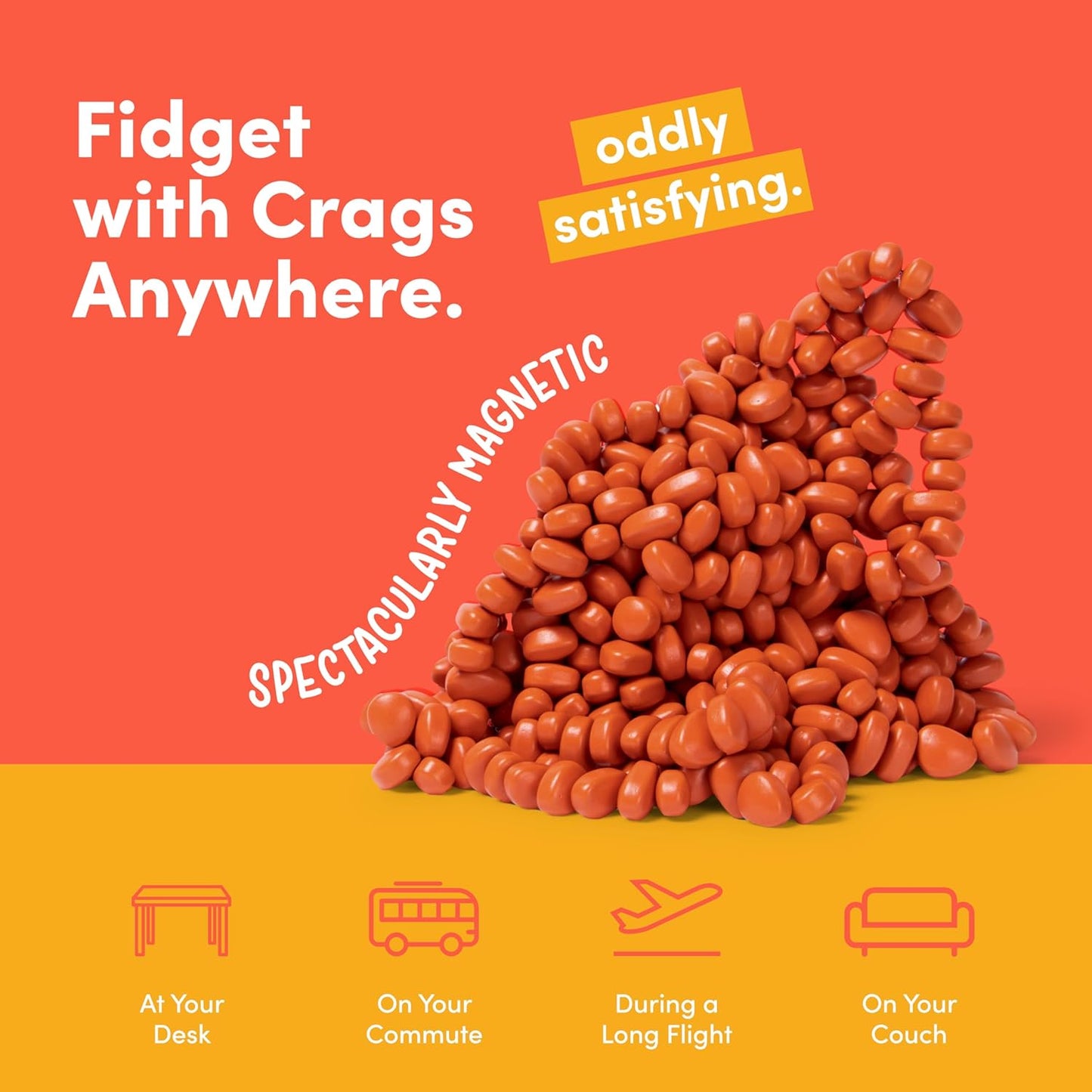 Speks Crags Ferrite Putty, Over 500 Ferrite Stones in a Metal Tin, Seriously Satisfying Fidget Toys for Adults and Desk Toys for Office, Matte Coral, Medium