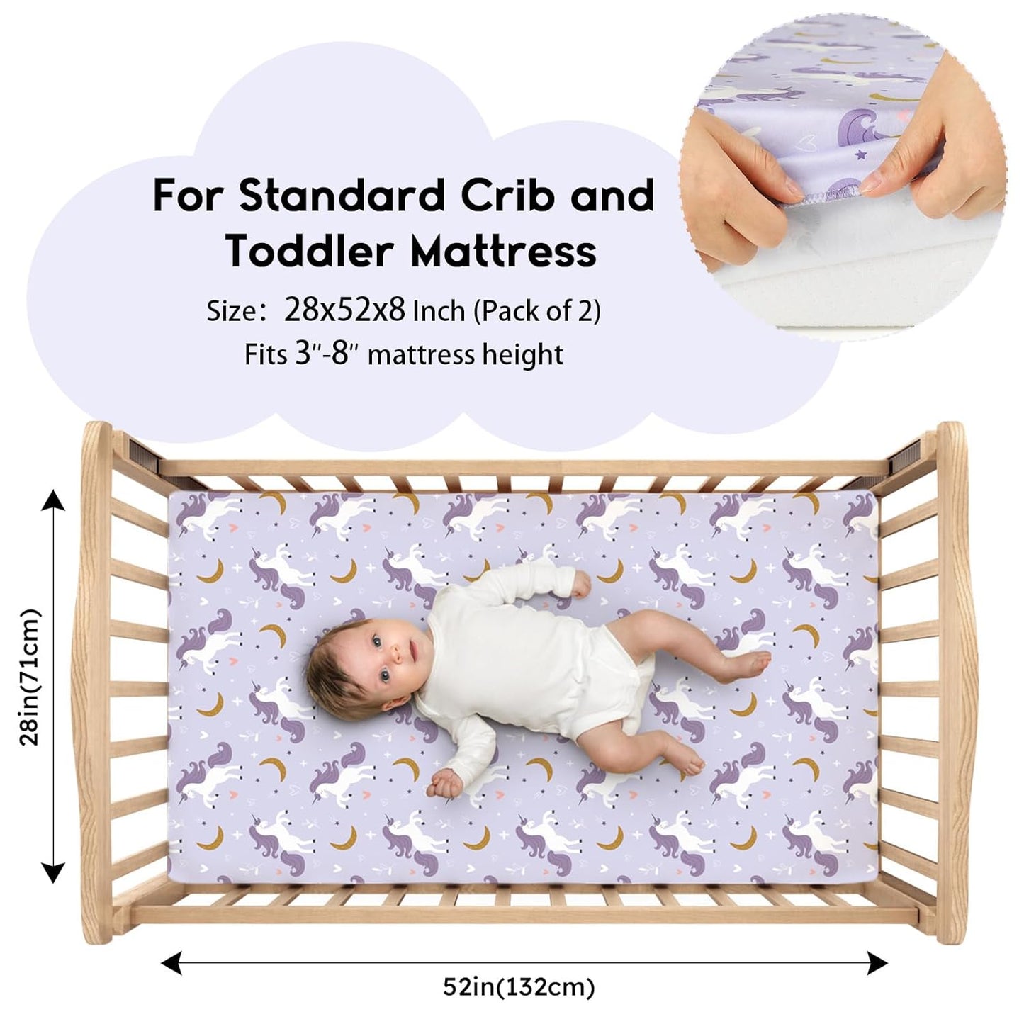 Yoofoss Baby Crib Sheets for Boys Girls, Fitted Crib Sheet 2 Pack for Standard Crib and Toddler
