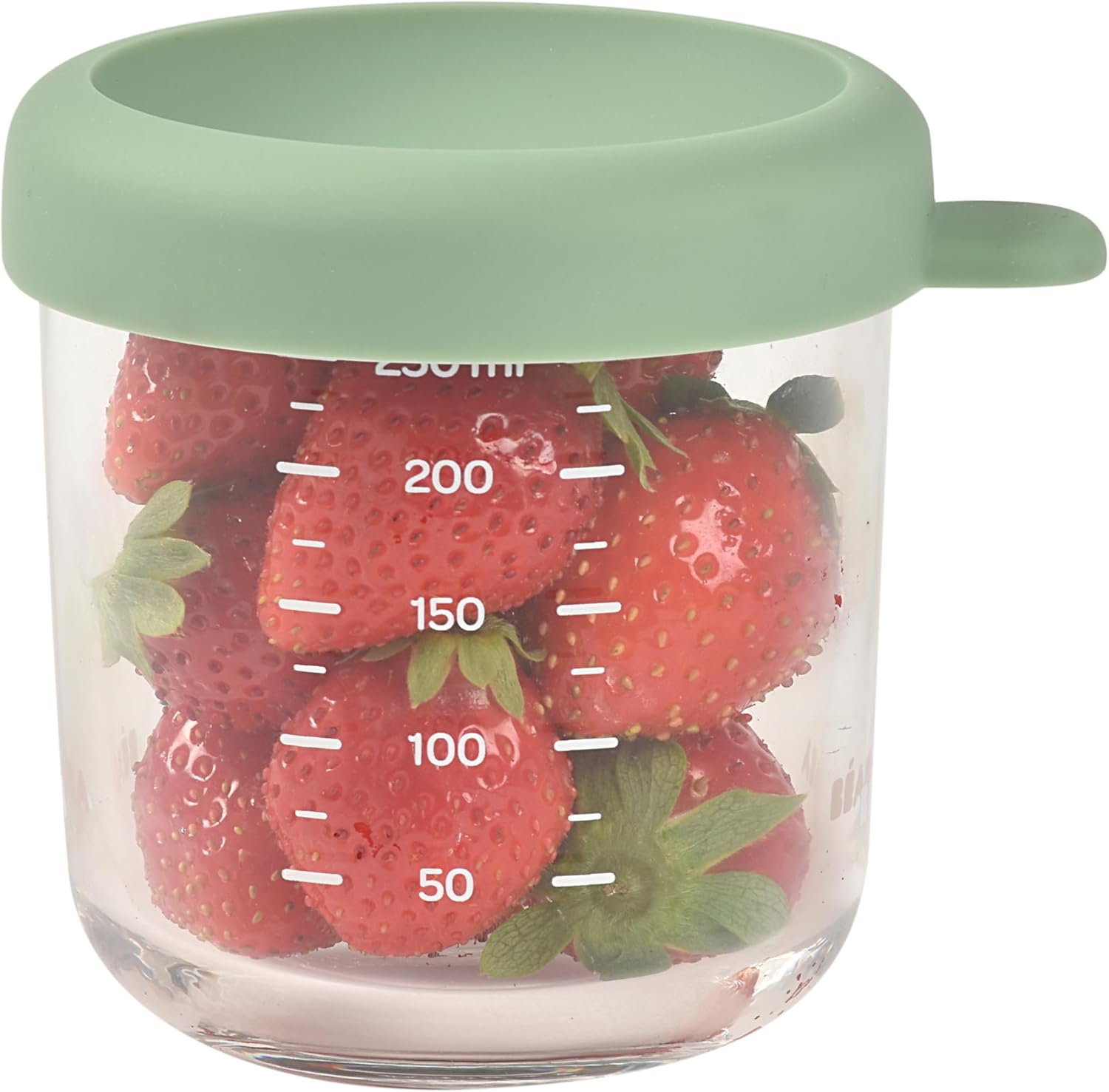 BEABA 8 oz Glass Baby Food Jars with Soft Silicone Air Tight Lids, Glass Storage Containers with