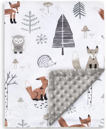 HOMRITAR Baby Blanket for Boys Girls Soft Plush Minky Blanket with Double Layer Dotted Backing for