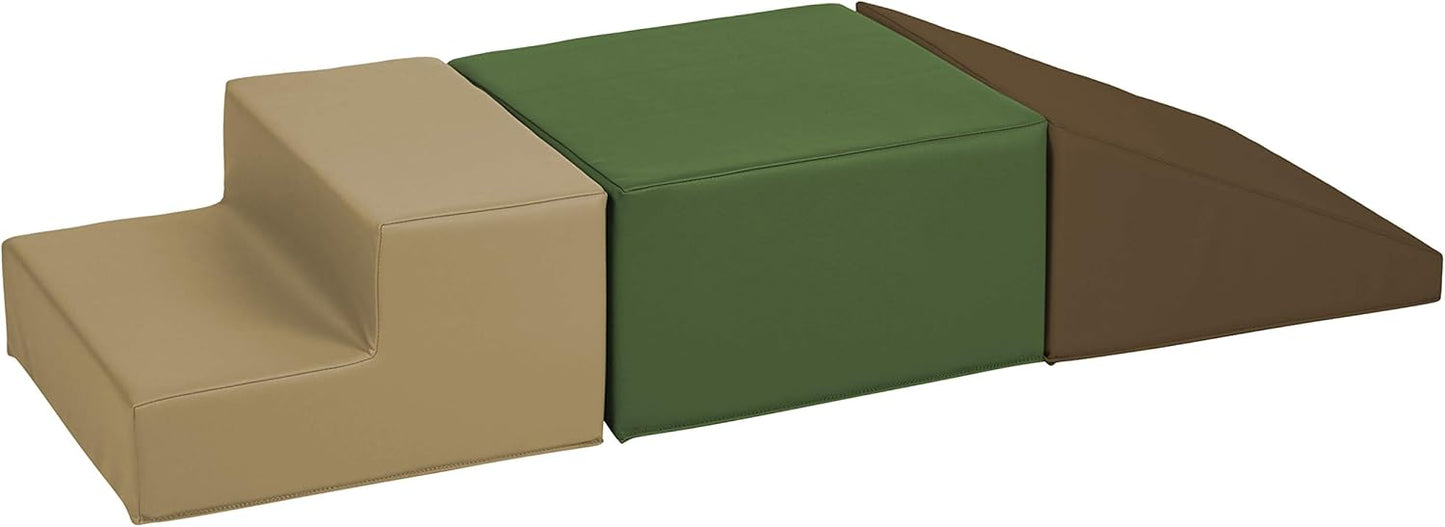 Factory Direct Partners 11618-ET SoftScape Toddler Playtime Climber, Indoor Active Play Structure (3-Piece Set) - Earthtone