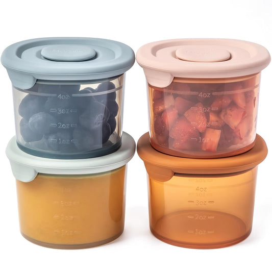 Moonkie Silicone Baby Food Containers | 4 oz Baby Food Storage Jars with Airtight Lids | Reusable