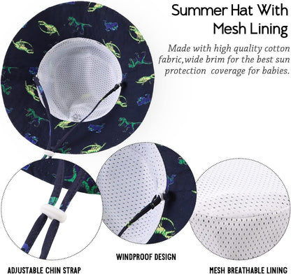 JANGANNSA Cotton Baby Sun Hat Infant Toddler Boys Girls Bucket Hats Summer Sun Protection Kids Beach Caps