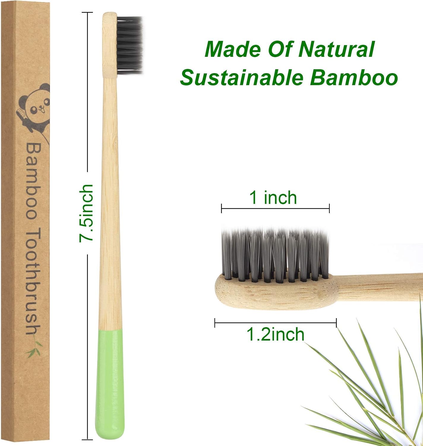 Biodegradable Bamboo Charcoal Toothbrushes, Soft Bristle, Eco-Friendly, Sustainable, BPA Free