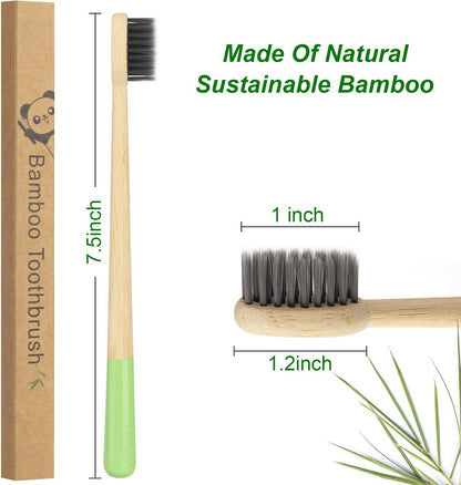 Biodegradable Bamboo Charcoal Toothbrushes, Soft Bristle, Eco-Friendly, Sustainable, BPA Free