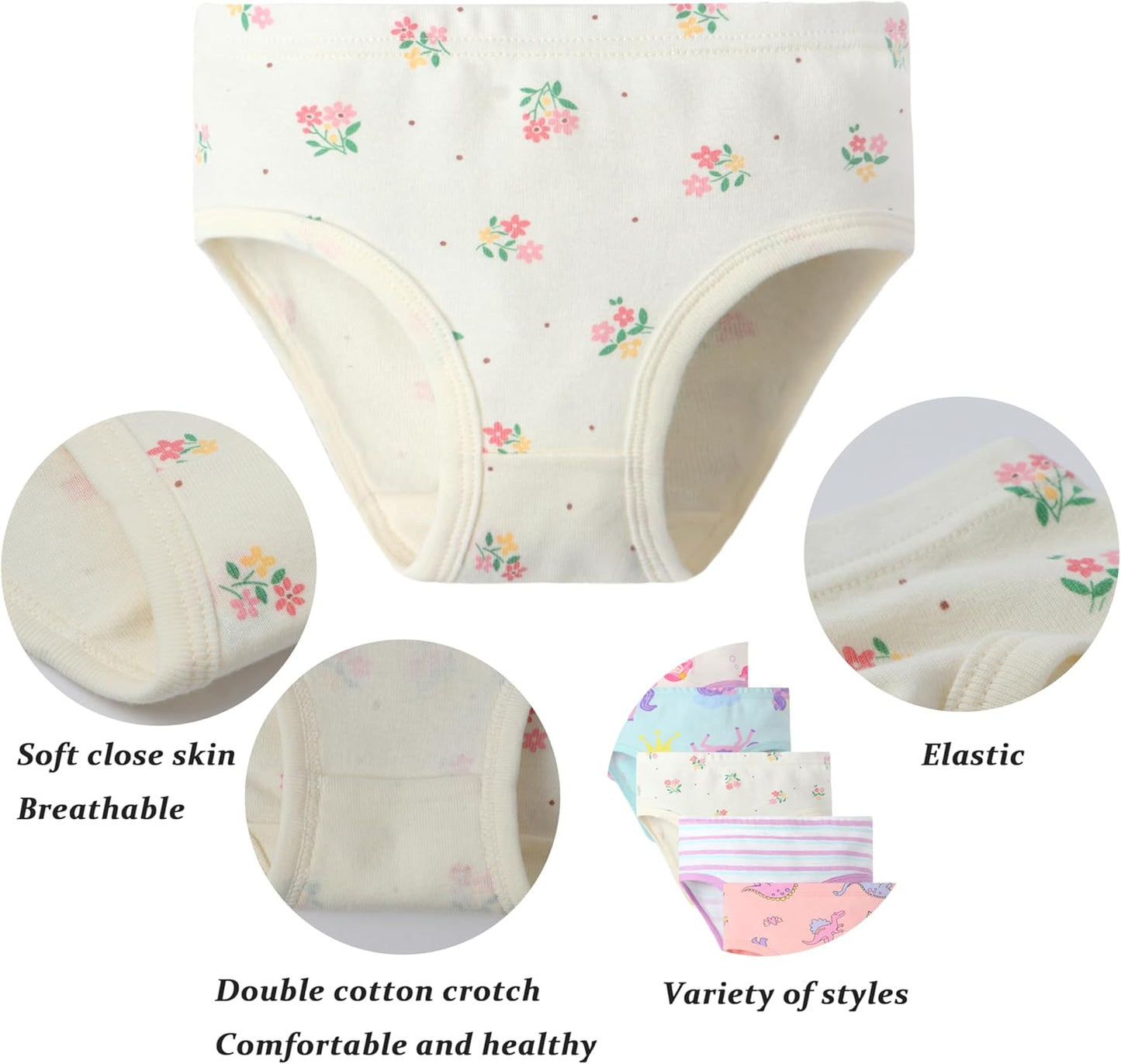 Boboking Soft Cotton Underwear Toddler Girls'Briefs Soft Undies