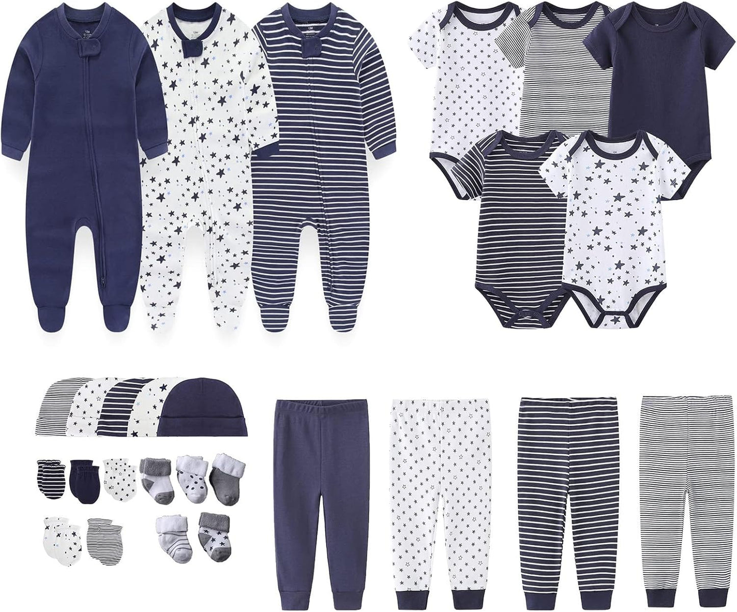 Newborn Layette Gift Set 27-Piece Baby Girl Clothes Bodysuits, Pants Essentials and Accessories 0-12Months