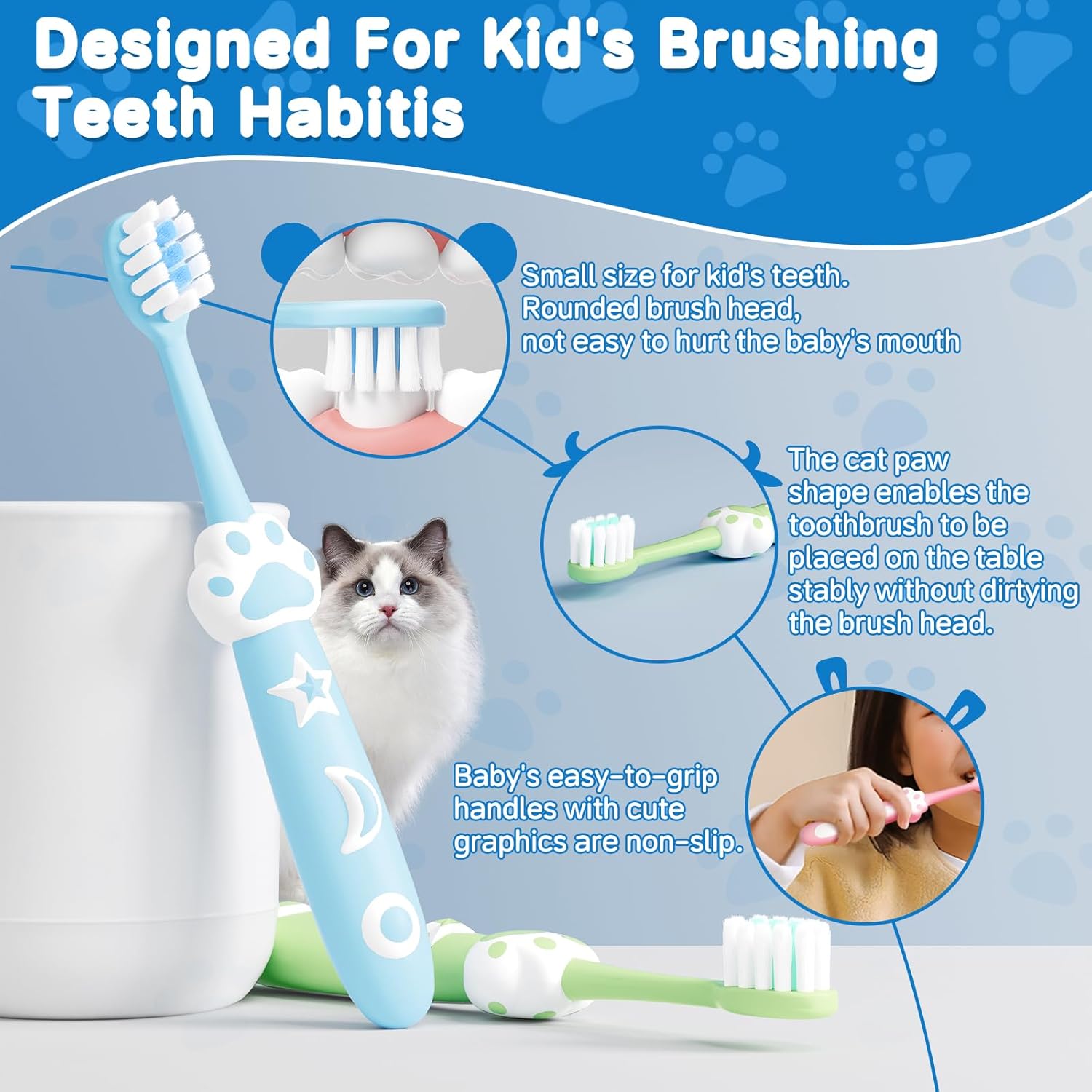 8 Pack Kids Toothbrushes Extra Soft Toddler Toothbrush 2-8 Years Children Manual Toothbrushes for