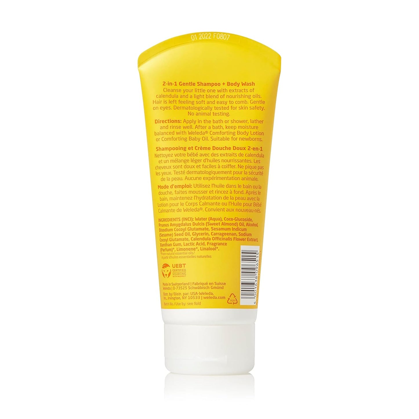 Weleda Baby Calendula 2-in-1 Gentle Shampoo and Body Wash, 6.8 Fluid Ounce, Plant Rich Cleanser