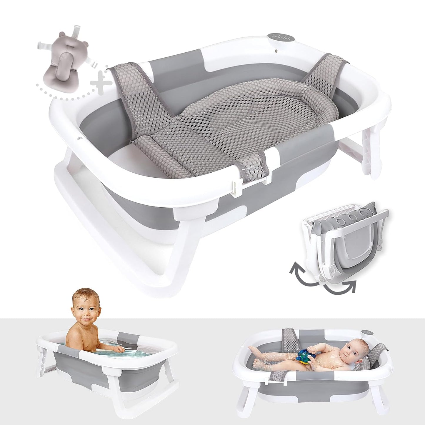 BEBELEH™ Collapsible Baby Bathtub – Bathtub + Baby tub Sling + Newborn Sling – Baby Bathtub Newborn