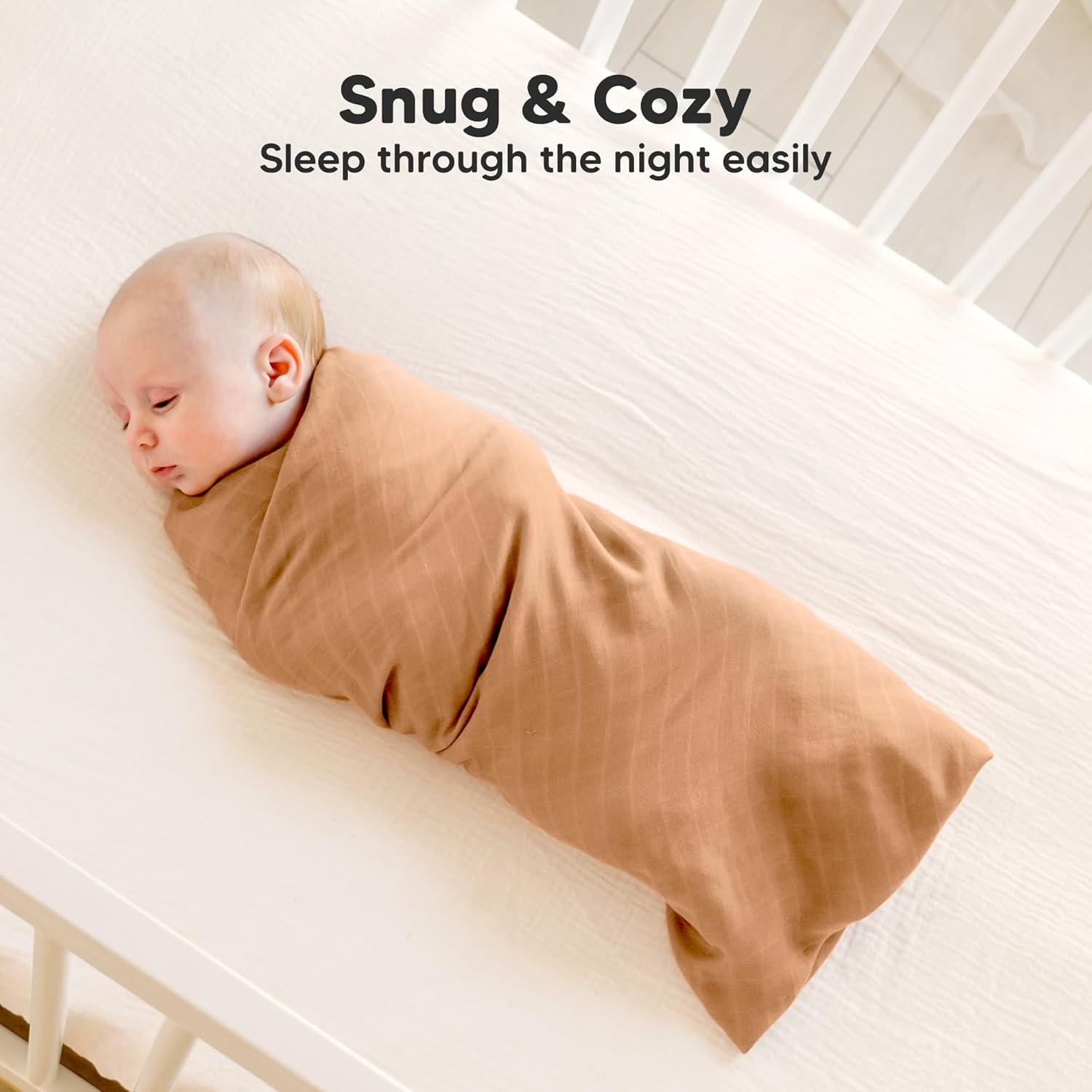 4-Pack Muslin Swaddle Blankets for Boys, Girls - Organic Baby Swaddles for Newborns, Soft &