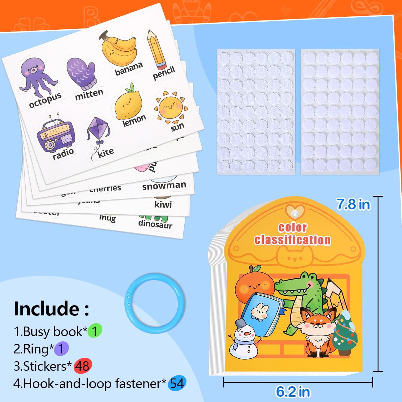 MUONE Montessori Busy Book Color Sorting Toys for Toddlers 2-4 Years