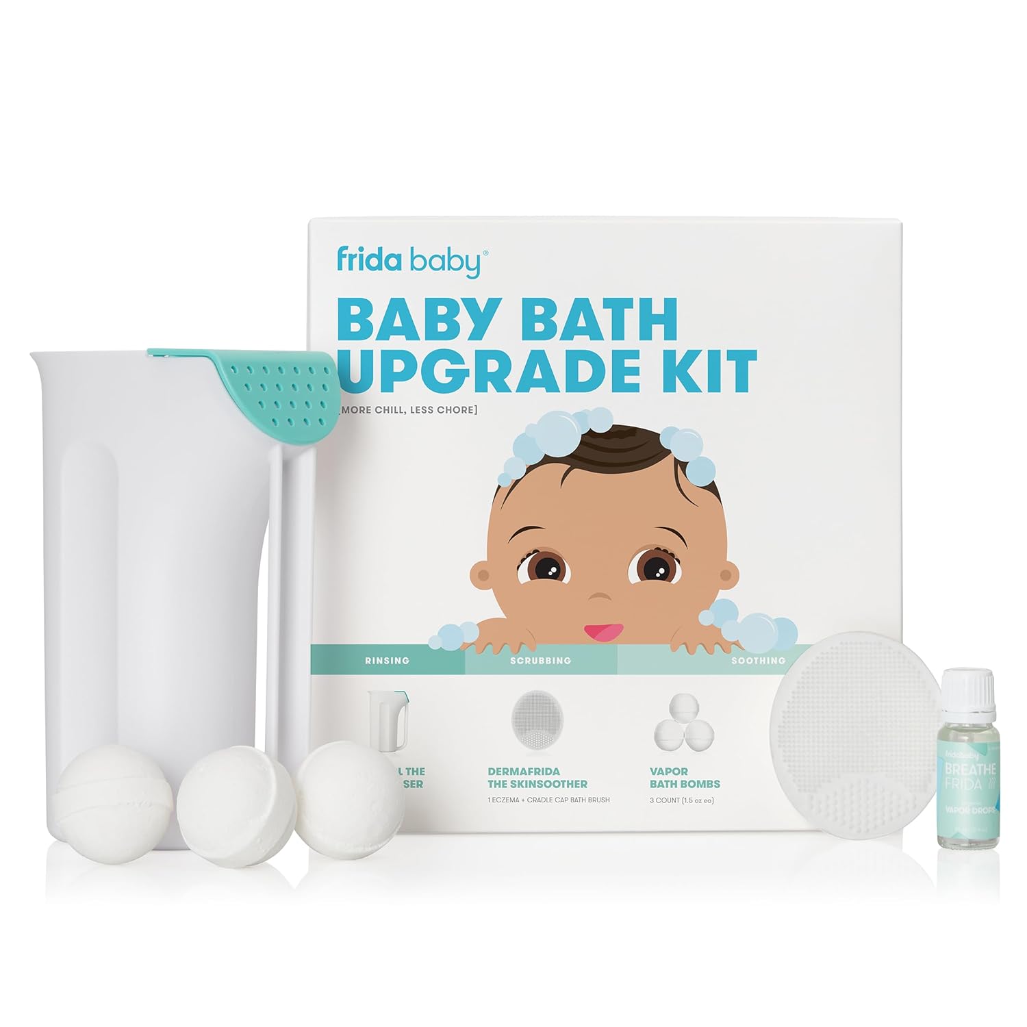 Frida Baby Baby Bath Upgrade Kit | Infant and Toddler Bath Essentials, Rinser Cup, Baby Bath