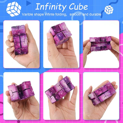 Galaxy Theme Infinity Cube Space Astronaut Infinity Toy Stress and Anxiety Relief Cool Hand Mini Kill Time Cube Toys for Teens Adults, 5 Styles (Graceful Style, 20 Pieces)