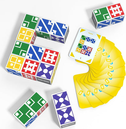 Family Matching Game for Kids & Adults, Block Puzzle Board Games for Boys & Girls Ages 4-8 8-12, 2 Player Card Puzzles for Children 3+ Year Olds