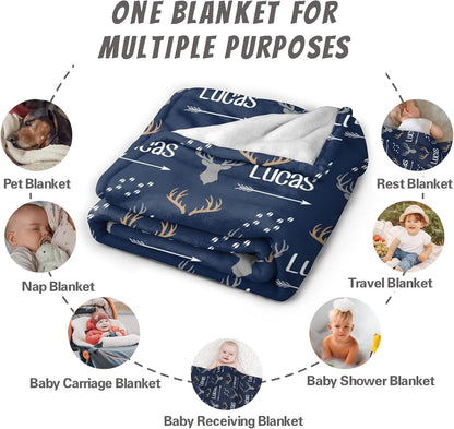 Personalized Baby Blanket with Name, Custom Baby Blanket for Boys or Girls, Soft Flannel Throw for