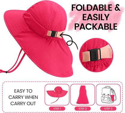 Baby Sun Hat with Neck Flap for Sun Protection Toddler Beach Hat UPF 50+ Outdoors 0-6 Years Boys Girls