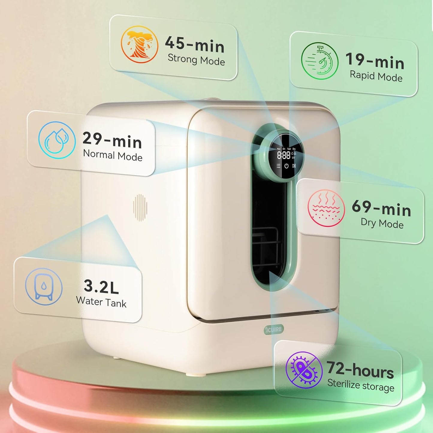 ICUIRE Baby Bottle Washer, Sterilizer & Dryer Pro, Newborn Essential for Parents One-Hand