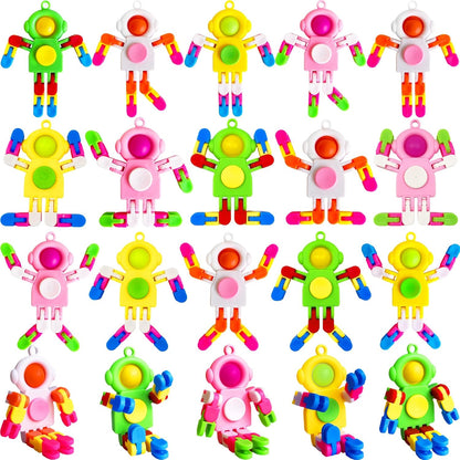 20 PCS Fidget Sensory Spinner Toys,Astronaut Key Chain Fingertip Toy,Transformable Fingertip Gyro Toy for Kids Adults,Stress Relief,Birthday Party Gift,Classroom Prizes