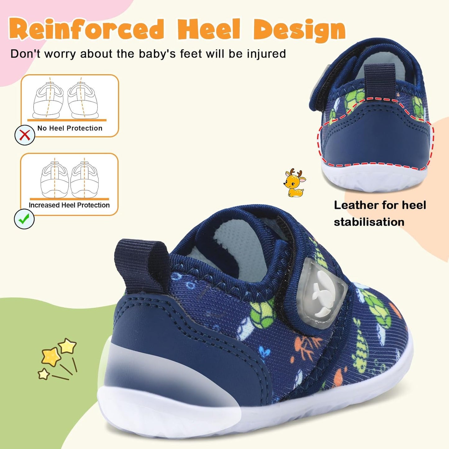 FEETCITY Baby Walking Shoes Barefoot Baby Shoes Infant Sneakers Newborn Crib Shoe Lightweight Flexible Slip On Shoe