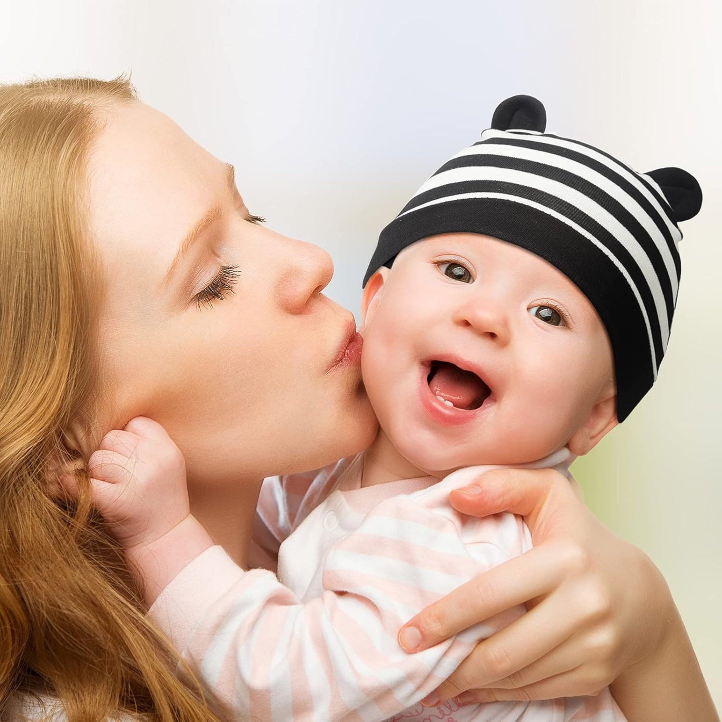 Geyoga 6 Pieces Newborn Baby Hat Bear Ears Infant Caps Baby Boy Girl Toddler Hats Infant Beanie Caps for 0-3 Months