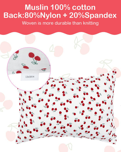 ALVABABY Toddler Pillowcases 2 Pack Muslin Cotton&Stretchy Kids Pillow Cover Fit 13"x 18" or 12"x16" Envelope for Girl Boy Sleepy Travel 2TPMN01A