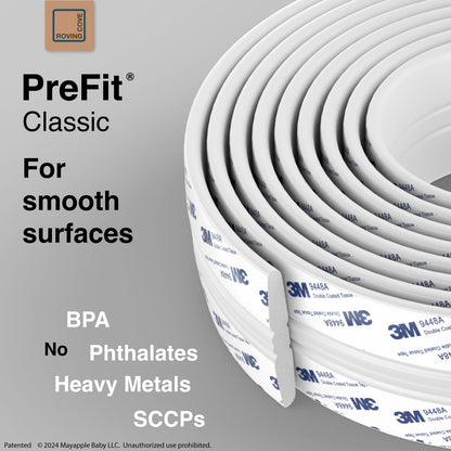Roving Cove PreFit (Classic) Furniture Edge Corner Protector (Standard 15ft Edge 4 Corners), Baby Proofing Bumper Guards, Oyster White (Off White), Pre-Taped, for Straight Smooth Surfaces