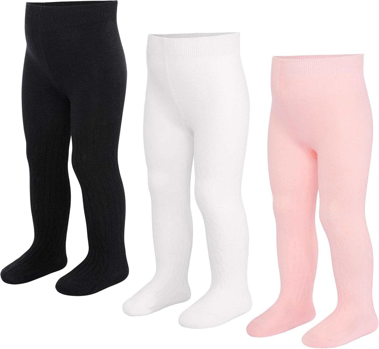 3 Pack Baby Girl Tights Cable Knit Leggings Stockings Cotton Pantyhose for Newborn Infant 6