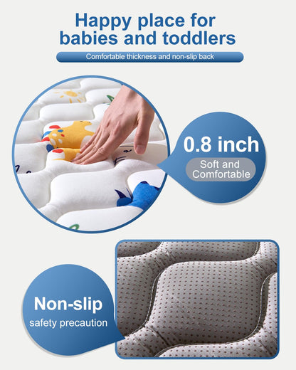 Odorless Premium Foam Baby Play Mat 50" x 50", Soft Microfiber Fabric Crawling Mat for Floor- Comfortable and Hypoallergenic, Non-Slip Cushioned Floor Playpen mat for Infants,Babies,Toddlers