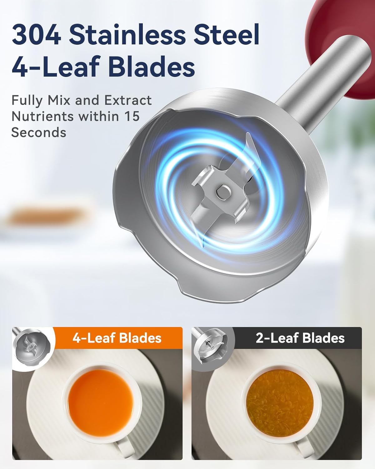 Immersion Blender Handheld 1000W 5 in 1 Corded Stick Hand Blender Kitchen with 12 Speed, BPA-Free