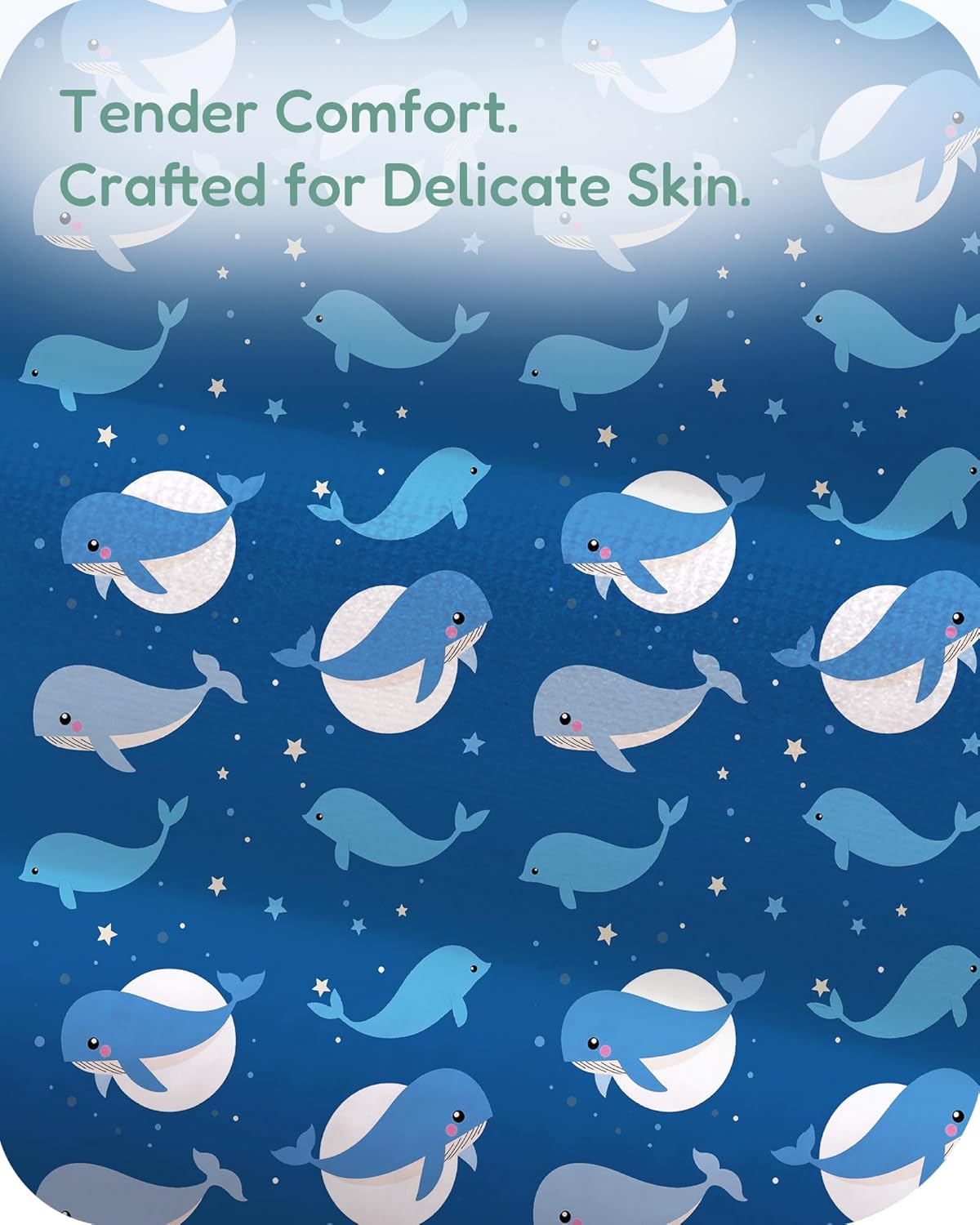 Pack and Play Sheets Fitted, Navy Whale+Blue, Ultra Soft, Breathable and Cozy, Hypoallergenic, 2