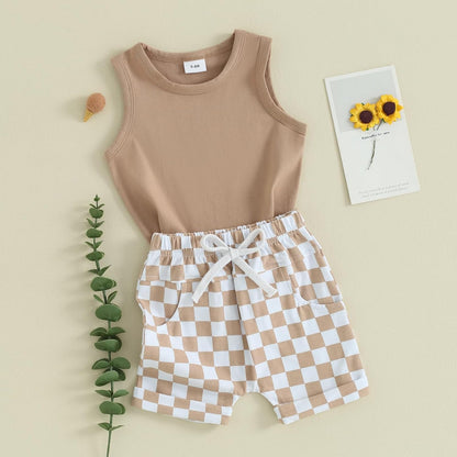 Kupretty Baby Boy Summer Clothes Sleeveless Tank Tops Vest T-Shirt + Casual Shorts Toddler Outfits Set