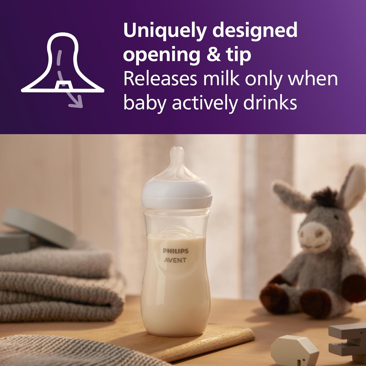 Philips Avent Natural Baby Bottles with Natural Response Nipples (Fast Flow, Flow 4), 11oz, 4-Pack