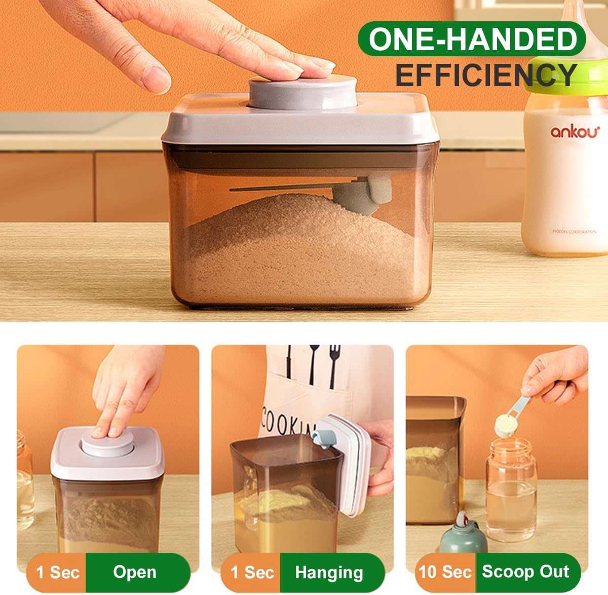 Formula Container, 1700Ml/730g Airtight Formula Dispenser, One Button Handy Pop Up Food Containers