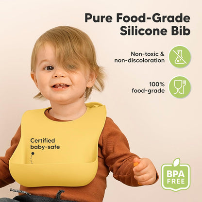 KeaBabies 2-Pack Silicone Baby Bibs for Eating - Sturdy Food-Grade Silicone Bibs for Babies Girl