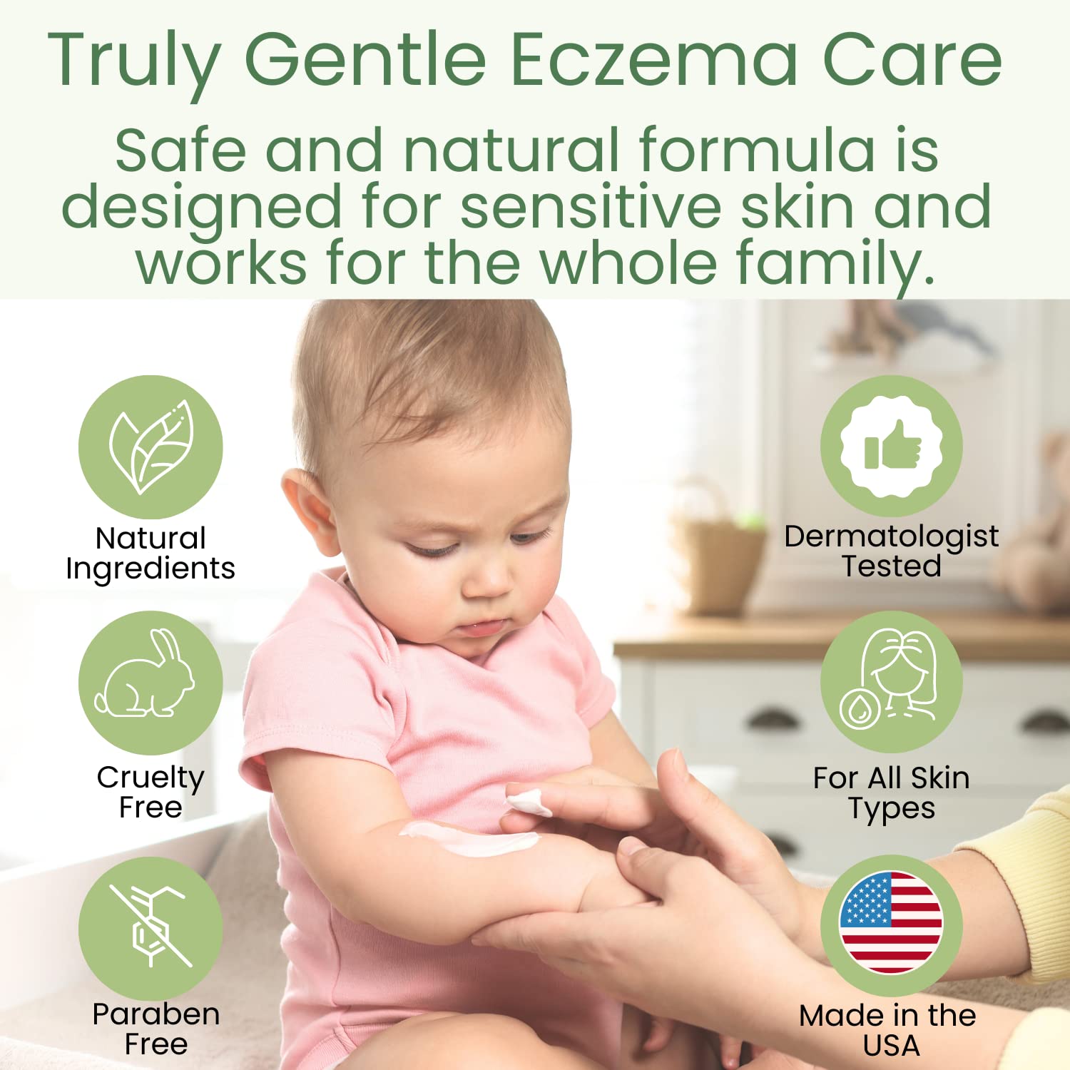 TruKid Natural Eczema Cream for Kids, Toddlers & Babies, NEA-Accepted for Eczema, Safe for