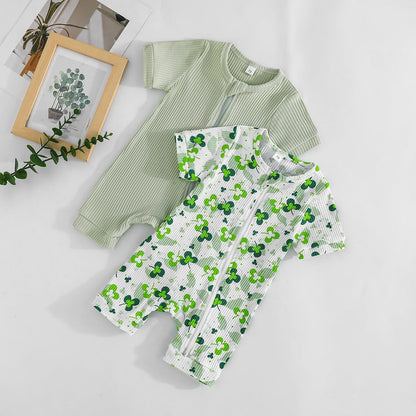 Bafeicao Unisex Baby Boy Girl 2 Pack Rompers Short Sleeve 2 Way Zipper One Piece Jumpsuits Clothes Sets