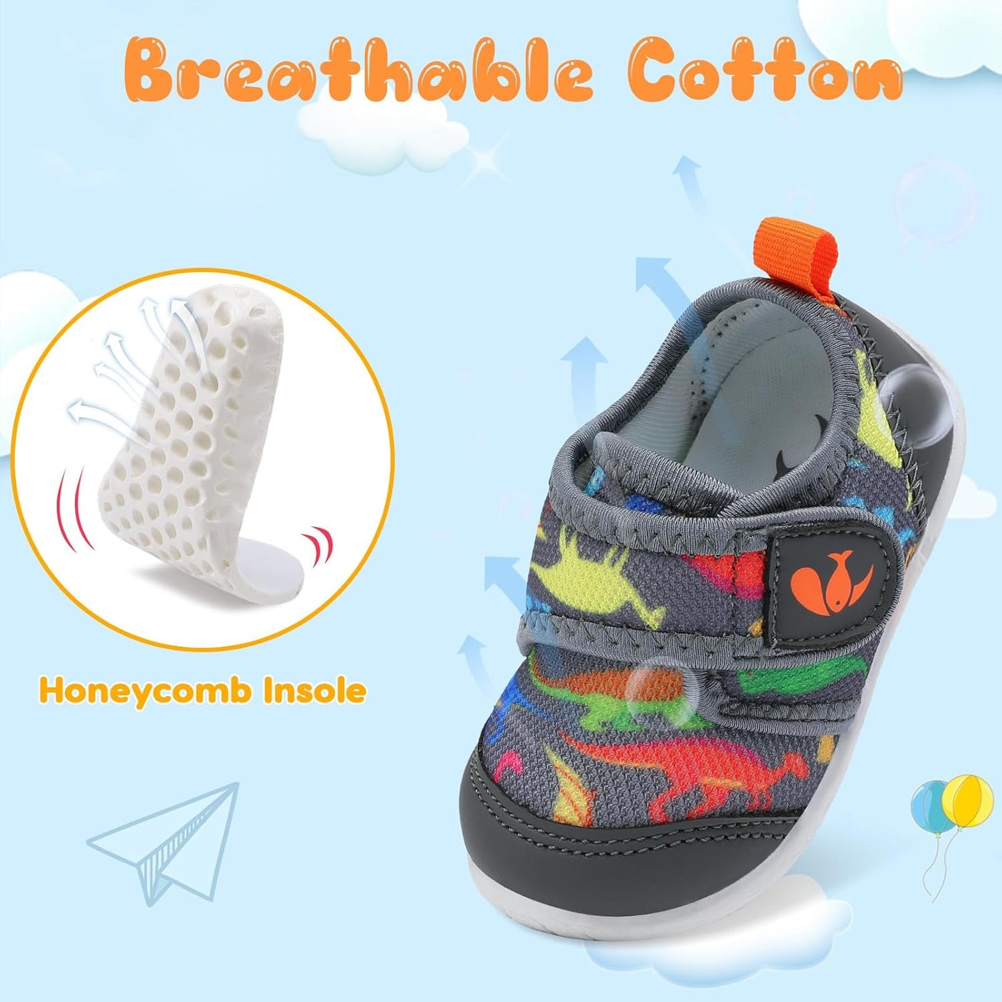 FEETCITY Baby First Walking Shoes Boys Girls Infant Sneakers Crib Shoes Breathable Lightweight Slip On Shoes