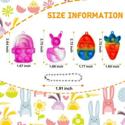 24Pcs Easter Pop Fidget Toys, Mini Easter Simple Pop Fidget Toys for Kids Boys Girls Toddlers Easter Basket Stuffers Gifts Egg Fillers Party Favors