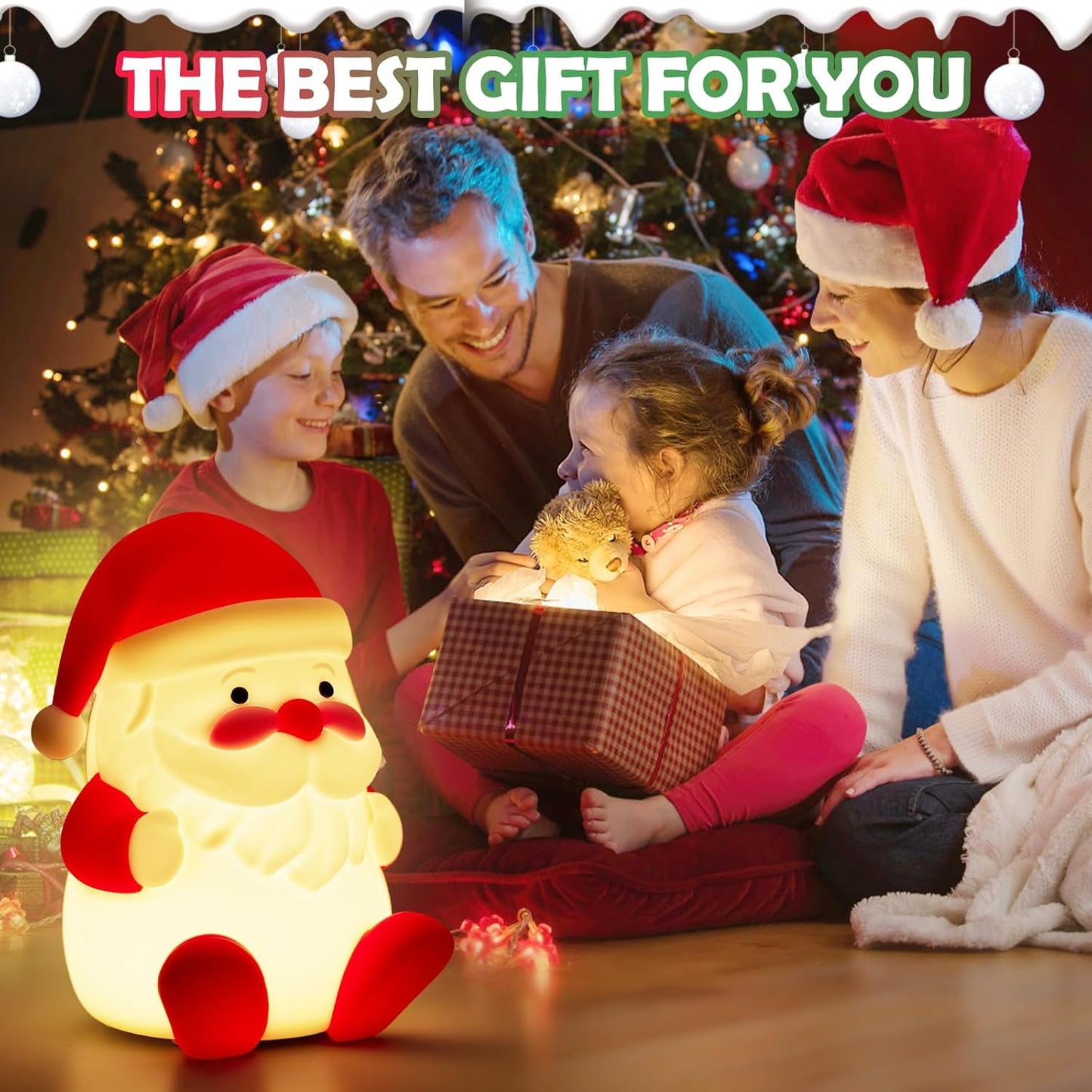 Rechargeable LED Christmas Gift Night Light - 3 Level Dimmable Touch Lamp for Nursery and Kids Room Decor - Perfect Sleep Aid and Gift